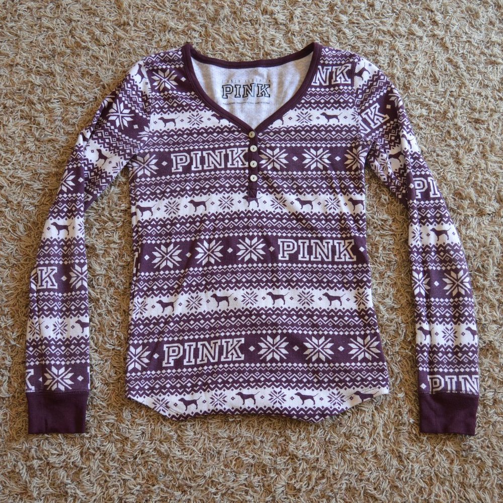 Victoria Secret Pink Long Sleeve Pajama Top Size S